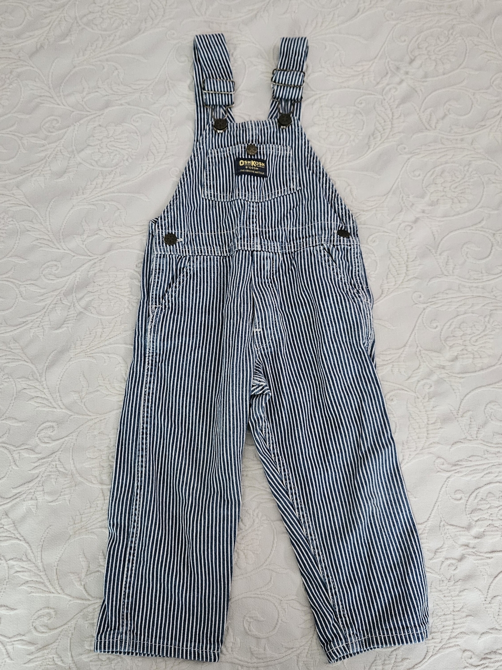 OshKosh B'gosh Blue & White Striped Kids Overalls